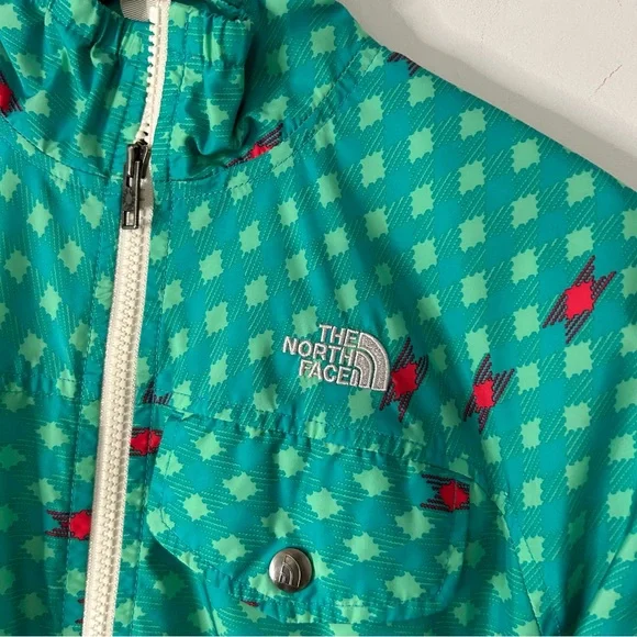 The North Face Women’s Teal Green Blue Printed Rainjacket - Picture 6 of 6